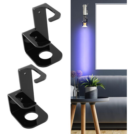 Porte-Sabre Laser Vertical à Accrocher Mur - 2PCS en Acrylique pour Décoration Halloween - Noir (1/5)