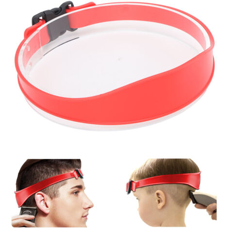 Guide de Coupe de Cheveux DIY - Bande de Coiffure Respirante et Design Courbé en Silicone Rouge pour Hommes et Garçons - Longueur 63cm, Clip Inclus, Instructions en Anglais (1/5)