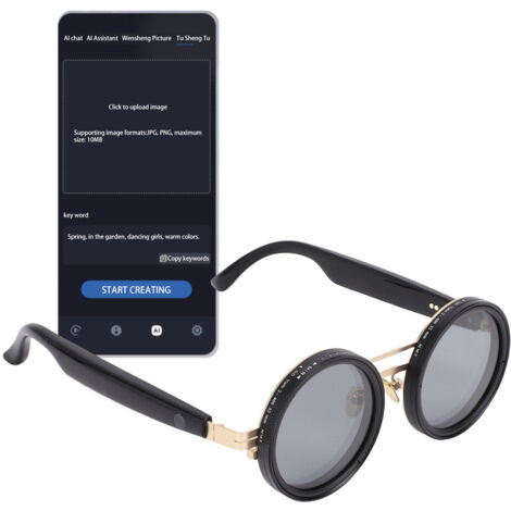 Lunettes Intelligentes de Traduction - Lunettes Connectées Bluetooth - HY-1009 - Lunettes Intelligentes Grises à Lentilles Anti-Rayons Bleu (1/5)