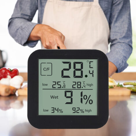Thermomètre Hygromètre Compteur Double Face avec Timer et Écran LCD Tactif Lumière Noire, pour Kitchen (1/5)