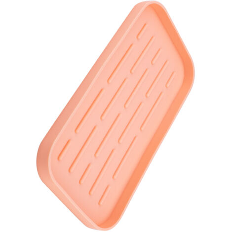 Tapis de Drainage Flexible en Silicone avec Bordure surélevée et Design convexe - Anti-dérapant - Pour Évier de Cuisine - Dimension 25.4x13.4cm - Rose (1/5)
