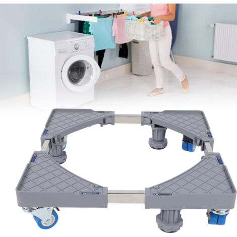 Socle pour Machine à Laver Mobile avec Roulettes 360°, Base Multifonctionnelle Hauteur Adjustable en Plastique et Acier Inoxydable, Support de Stockage Universel pour Intérieur (1/5)