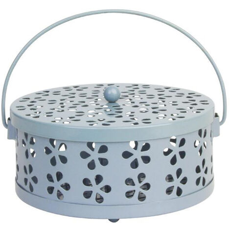 Porte-bougie anti-moustiques métal premium avec couverture et socle anti-dérapant - Noir - 13.5 x 6cm