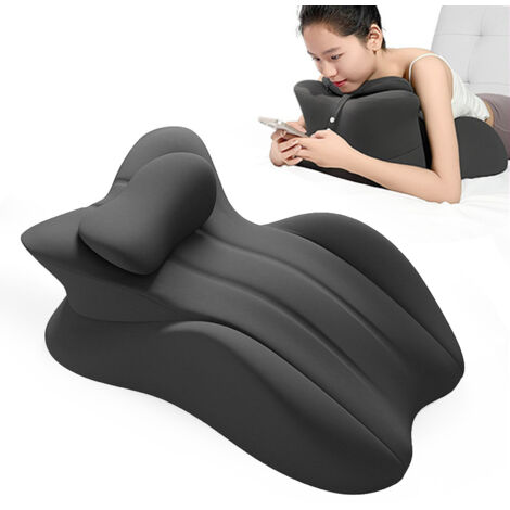 Oreiller de Lit Wedge Memory Foam Multi Position Support pour Élévation des Pieds, Massage et Lecture Noir - Oreiller Wedge Prone avec 1 Oreiller Détachable et Couverture Yoga