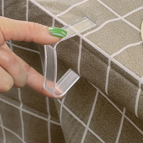 4 Pinces transparentes anti-glissement pour napperons - Lot de 4 pour table familiale L (1/5)