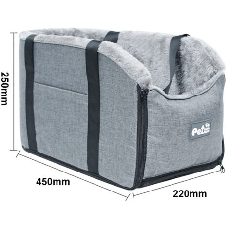 Siège Auto pour Chiens Petit - Console Centrale Détachable et Lavable - Coussin Élevateur Armrest Portable - Sac Transport Animaux Voyage [450mm, Linen Grey] (1/5)