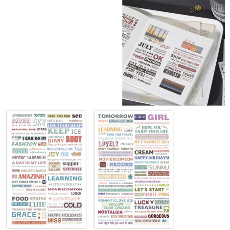 Autocollant Décoratif Prépé (4 PCS) Stickers Textes Anglais pour Carnet Album Fridge (1/5)