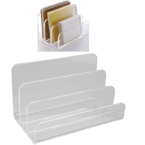 Organiseur de courrier vertical acrylique transparent 3 compartiments, classeur vertical pour bureau et école - Type: Organiseur de courrier - Matériel: Acrylic - Dimensions: 17.5x10.16x10.16 cm - 1 u (1/5)