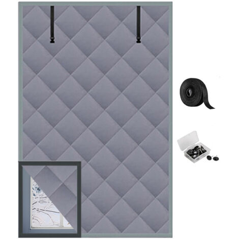 [Kit] Housse de fenêtre isolante en toile Oxford pour le confort thermique, avec adhésifs repositionnables et pinces (39x63in + 20 agrafes) (1/2)