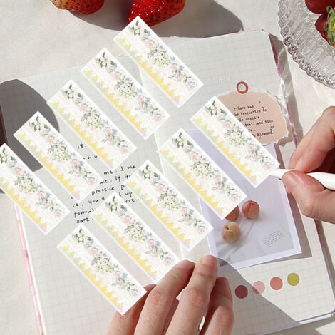 Stickers DIY 10 feuilles décoratives pétales de fleurs lace romantique série PET ajustables scrapbook album photos (1/5)