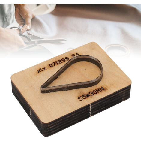 Emporte-pièce pour cuir en carbone haute avec base bois forme goutte 55x30mm pour DIY artisanat (1/5)