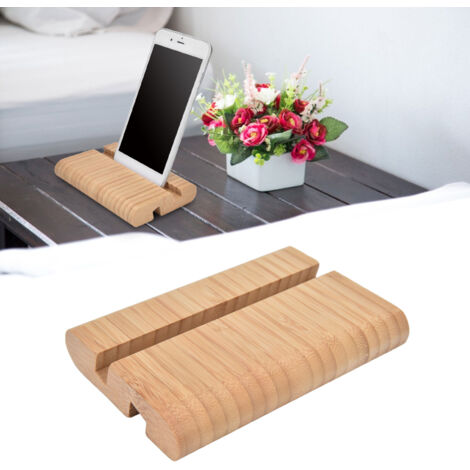 Support téléphone portable bambou double face Support tablette 60° pour bureau et maison (1/5)