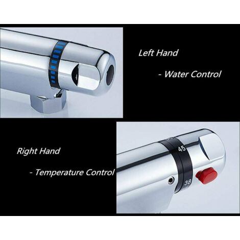 Robinet Thermostatique pour Douche Barre - Mixeur Mur en Acier Chrome - Thermostat Intelligent avec Sécurité Anti-Brûlure - Installation 130-170mm - G 1/2" (1/5)