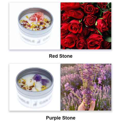 Bougie parfumée en pot métal à fleurs sèches & cristal - Bougie d'arômes thérapeutiques pour relaxation spa bain yoga méditation cadeau femme modèle Aromatherapy - Bougie soya naturelle (60mm) (1/5)