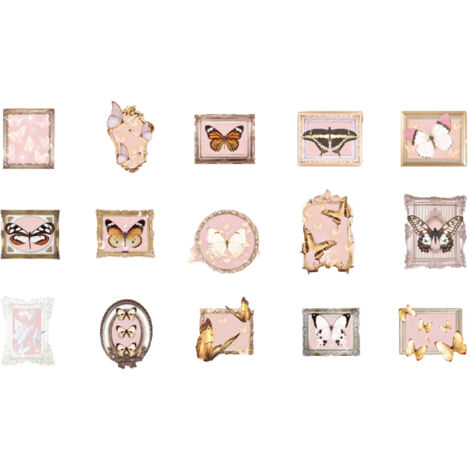 [Collection Papillon] [Expectations Tender] Kit Stickers Vintage - 30 stickers Papier Décoratifs pour Journal DIY Scrapbooking Planner MacBook (1/4)