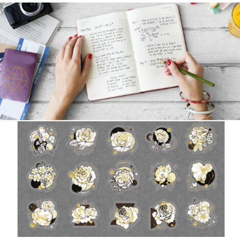 Autocollants PET Laser Gold Roses 30 Pièces - Autocollants de Collection pour Bullet Journal DIY (1/5)