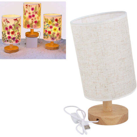 Lampe de Table DIY à Fleurs Pressées pour Chambre et Bureau - Base Bois Massif (1/5)