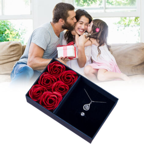 Boîte de bijoux avec roses éternelles artisanales, coffret cadeau luxueux pour fiancée, épouse, mère ou anniversaire (1/5)