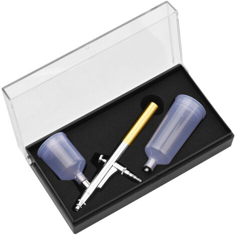 Kit d'Aérographe avec Compresseur Set Dual-Action 5 Pression Régulée 25PSI Max 2 Cups ABS/Métal 0.4mm Blanc/Noir/Verte (1/5)