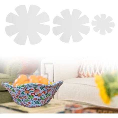 [Gabarit pour Couture de Bols] + [Série 3PCS] + [PET Floral] + 3 Gabarits Réutilisables en PET (Diamètres 25cm/20cm/12.5cm) pour Création de Dessous de Tasses, Pots et Décorations Artisanales (1/5)