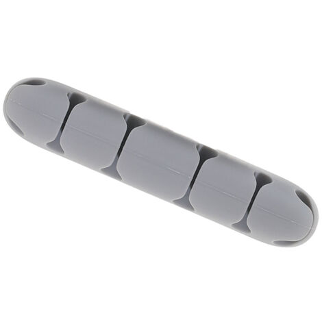 Clip de fixation pour cables – Organiseur de cables de bureau en silicone adhésif Grey L 10x2cm pour chargeurs, data et souris. (1/5)