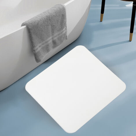 Tapis de bain diatomée Super Absorbant Séchage Rapide Antidérapant Couleur Blanc Dimensions 30x30cm/11.8x11.8in [Matériau Diatomite] (1/5)