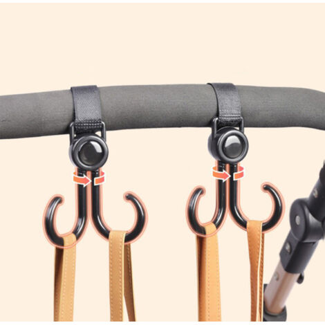 Crochet double rotatif pour siège de vélo/sac à main, Hooks ABS ajustables, 2 pièces 9.5x18.8cm (1/5)