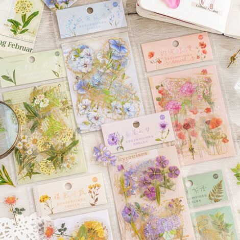 Stickers Floraux Original Aesthetic Set (30PCS) Papier Journaling Cahier Nature DIY Déco - Lot Unique avec Modèles Tendances Romantiques (1/5)