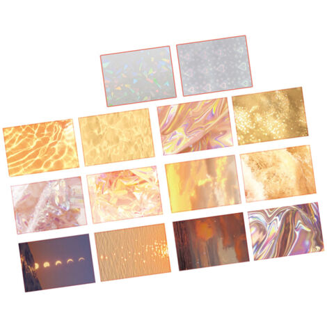 [Autocollants holographiques] Kit premium 14 PCS autocollants holographiques foil PET durable pour scrapbooking cadeaux albums couleur jaune (1/5)