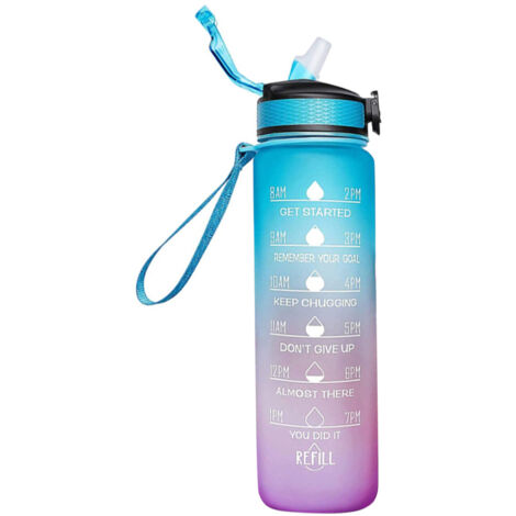 Bouteille d'eau sport motivante RYD - 1000ml PP avec marqueur de temps, port ergonomique et coloris assortis, cadeau idéal pour le fitness et les activités outdoor (1/5)