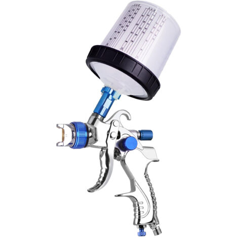 Pistolet à peinture pneumatique sans fil portable avec valve ajustable et cup 600ml - Noir (1/5)