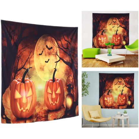 Tapis mural Halloween à motif fantôme - Tapisserie polyester décorative pour fête et maison - Dimension : 200x150cm (78.7x59.1in) (1/5)