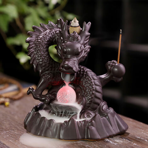 Porte-Encens Dragon Céramique Backflow avec LED pour Yoga et Méditation (1/5)