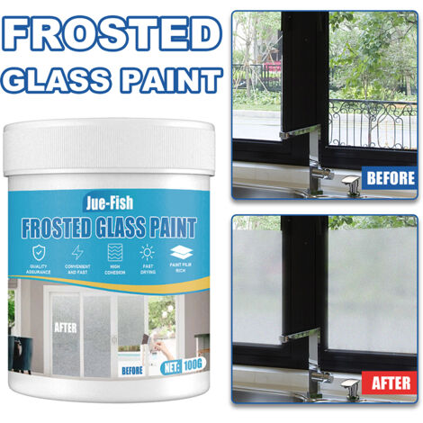 Peinture Vernis à effet glacé 100ml pour fenêtres et surfaces vitrées, Appliquée en spray, Base acrylique, Avec pinceau incluse, Cache la visibilité pour la protection de l'intimité dans toute maison