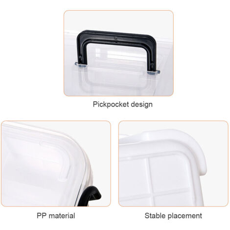 Boîte de premiers soins transparente en PP 20.5x15.5cm avec double couche et poignée pour rangement médical portable (1/5)