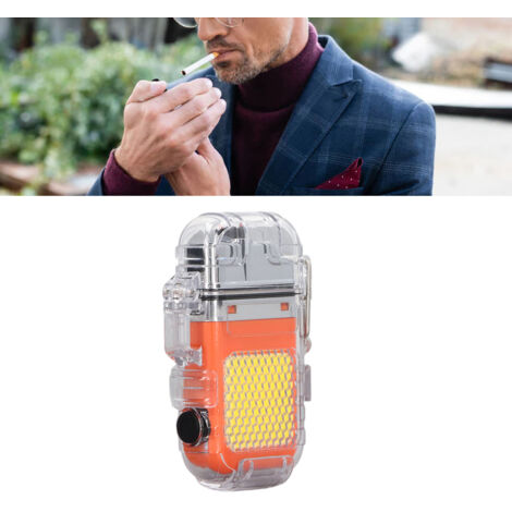 Briquet Arc Électrique IP56 Imperméable Anti-Vent avec LED Portable Double Arc Orange (1/5)