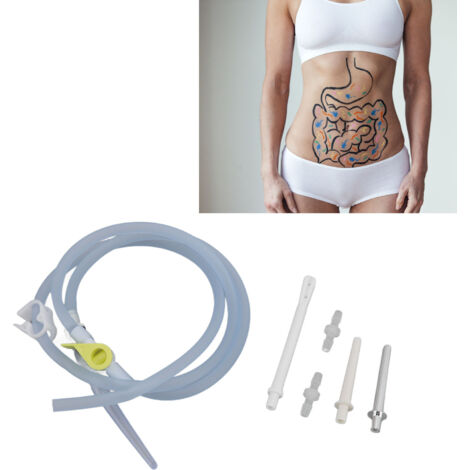 Tuyau pour lavement: Tuyau en silicone souple sans odeur de 1.5 m avec robinet et valve anti-retour pour nettoyage profond.