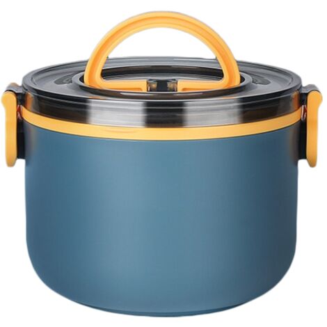 Boîte de repas Lunch Box modèle 2 niveaux, PP, 1600ml, 18x14.5cm, bleu/rouge/vert, 1 unité, compartiments verrouillables et grande capacité. (1/5)