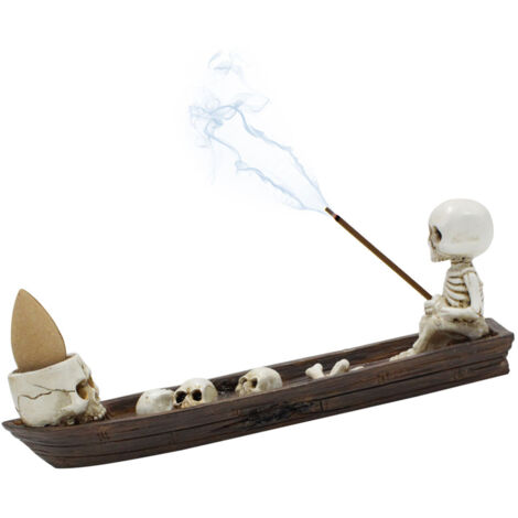 Porte-Cierge à Bateau de Squelette Résine 16.8cm - Brûleur d'Encens, Décor de Bureau, Piège à Résidu d'Encens (1/5)