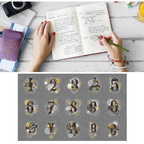 [Stickers] [Stickers de Papeterie] [Stylé Laser Doré] [30 Adhésifs PET pour Journal Créatif, DIY et Décorations] (1/5)