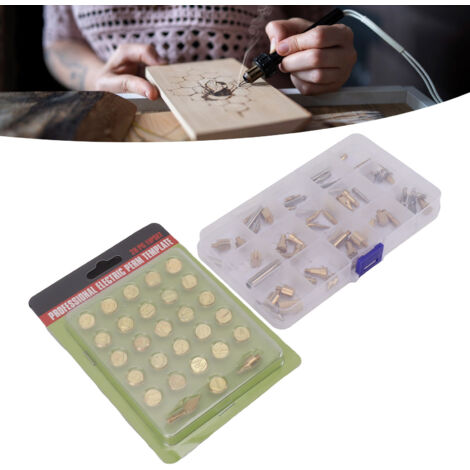 [Set d'accessoires pour pyrogravure] Décoration artisanale - [Kit complet de 84 pièces avec lettres et embouts pour cuir et bois] - Brass, 311g / 175x100x22mm (1/5)