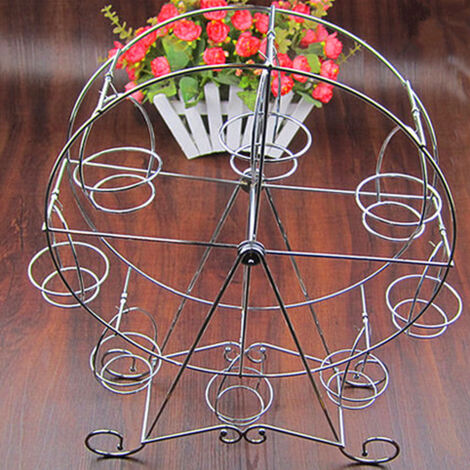Porte-cupcakes Tourniquet 8 Places de Display pour Fêtes Carnaval et Cirque - Support Créatif en Métal Inoxydable avec 8 Mini Supports Rotatifs pour Cupcakes (Hauteur 44cm, Diamètre 32cm, 950g) (1/5)