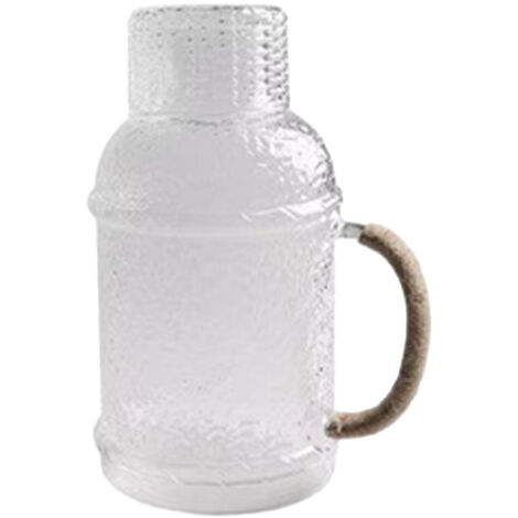 Carafe avec Gobelet en Verre Blanc - 2500ml Pitcher / 300ml Cup - Design Anse Rotin et Couvercle (1/5)