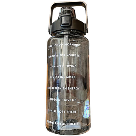 Gourde de Sport Bouteille d'eau avec Straw Motivateur 2000ml PC+PP 246g Sports Outdoor (1/5)