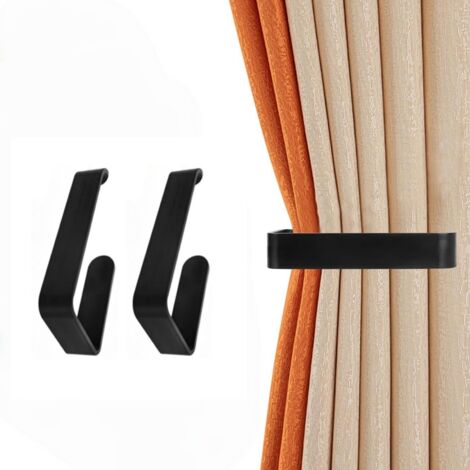 [Accroches de rideaux adhésifs] [Système de fixation innovant] [Cavités de suspension]  
Holdbacks pour rideaux à fixation adhésive facile, noirs acrylique, idéaux pour la maison - 16.5x8cm, 2 pièces (1/5)
