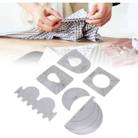 Multifunctional Template Sewing Ruler Acrylic Patchwork Tool Set for DIY Quilting 6 Piece Kit (1/5)