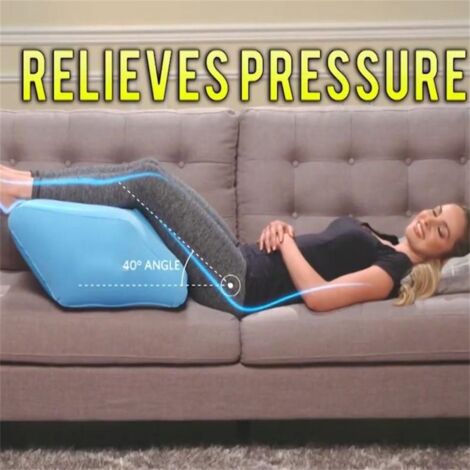 Coussin Pied Gonflable Soutien Jambe Genou Repos Office Voyage - PVC Bleu 60x50x30cm (1/5)