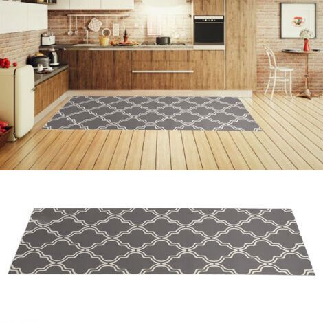 Tapis de Cuisine Absorbent d'eau et d'huile, Tapis de Sol en Silice Douce, Tapis Pied Roulable avec Fond en Caoutchouc pour la Maison Gris Clair. (1/5)