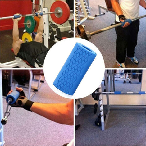 Poignées pour Barres et Dumbbells - Silicone Haute Densité Antidérapant Bleu - Épaississeur de Barre pour Force et Musculation (1/5)