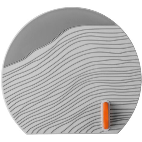 Bouchon de drain plat avec design vagues gris clair en PVC et silicone, aspirateur intégré pour retenir les cheveux, protège-douche universel 14x16cm (1/5)